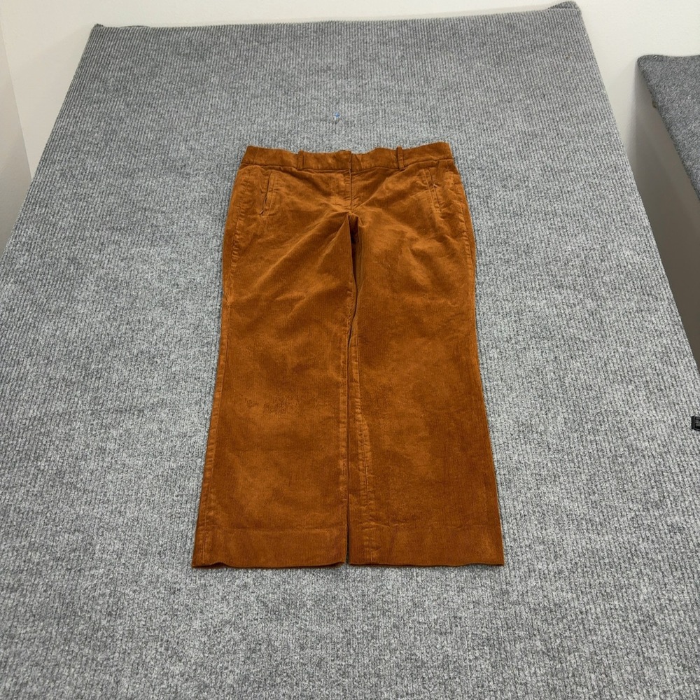 J Crew Pants Women 10 Brown Cotton Corduroy Cropped Wide Leg Casual Preppy Style